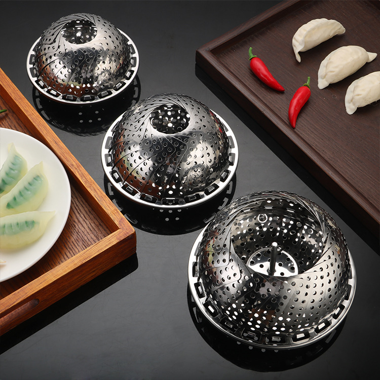 Household kitchen stainless steel steamer plate lotus triangle steamer foldable steaming rack steaming grid fruit drain plate