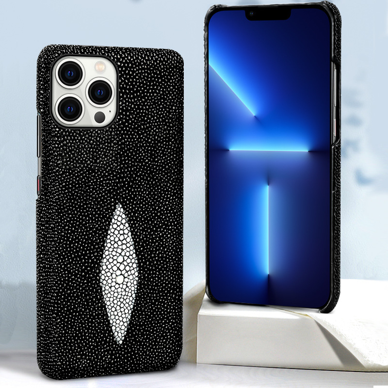 Applicable Apple 17 Pro Max phone case for iPhone 16 pearl fish genuine leather 15 Pro anti-drop protective case