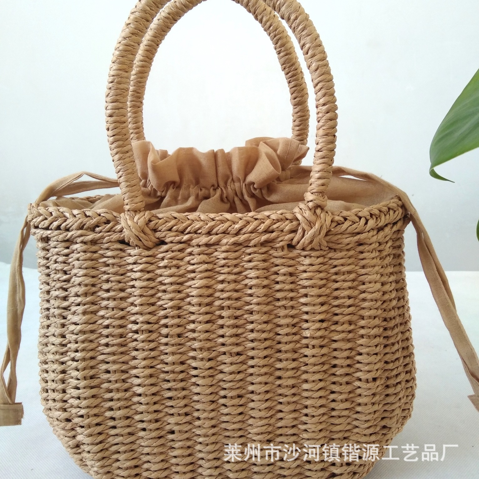 New handbag women's beach bag drawstring straw woven bag basket woven bag small square bag handbag