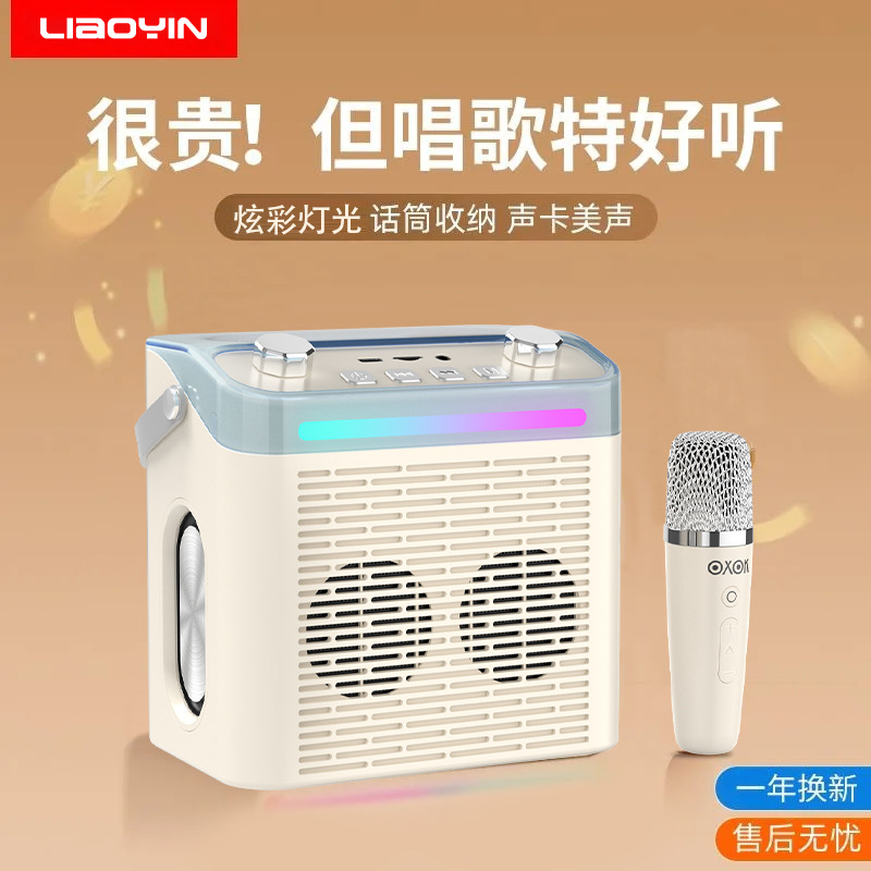 P5E Bluetooth speaker portable outdoor plug-in card mini wireless speaker K歌 microphone speaker all-in-one