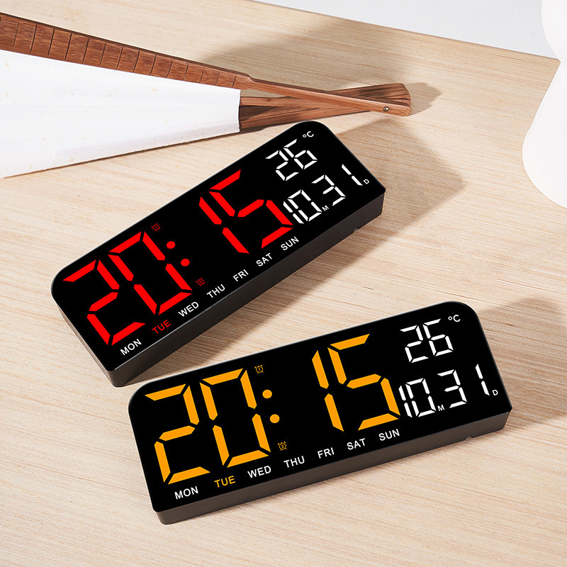Color Screen Clock Simple LED Desk Clock Large Screen Wall Alarm Clock Multi-function Digital Clock Rectangular Large Font Clock