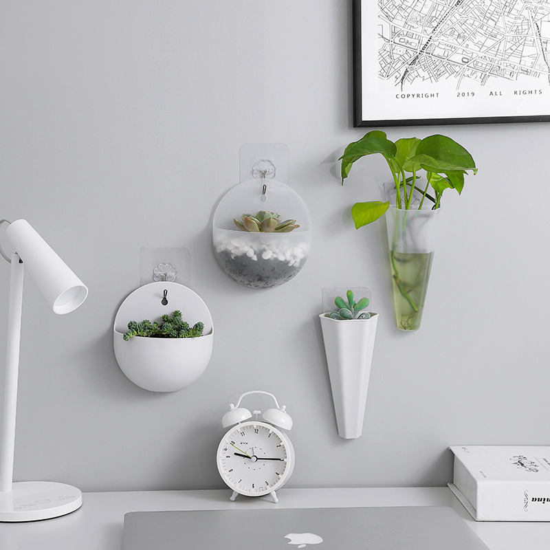 Hydroponic Wall-Mounted Flower Pot Wall Hanging Vase Lazy Man Plastic Wall Hanging Green Ivy Hanging Storage No-Drill