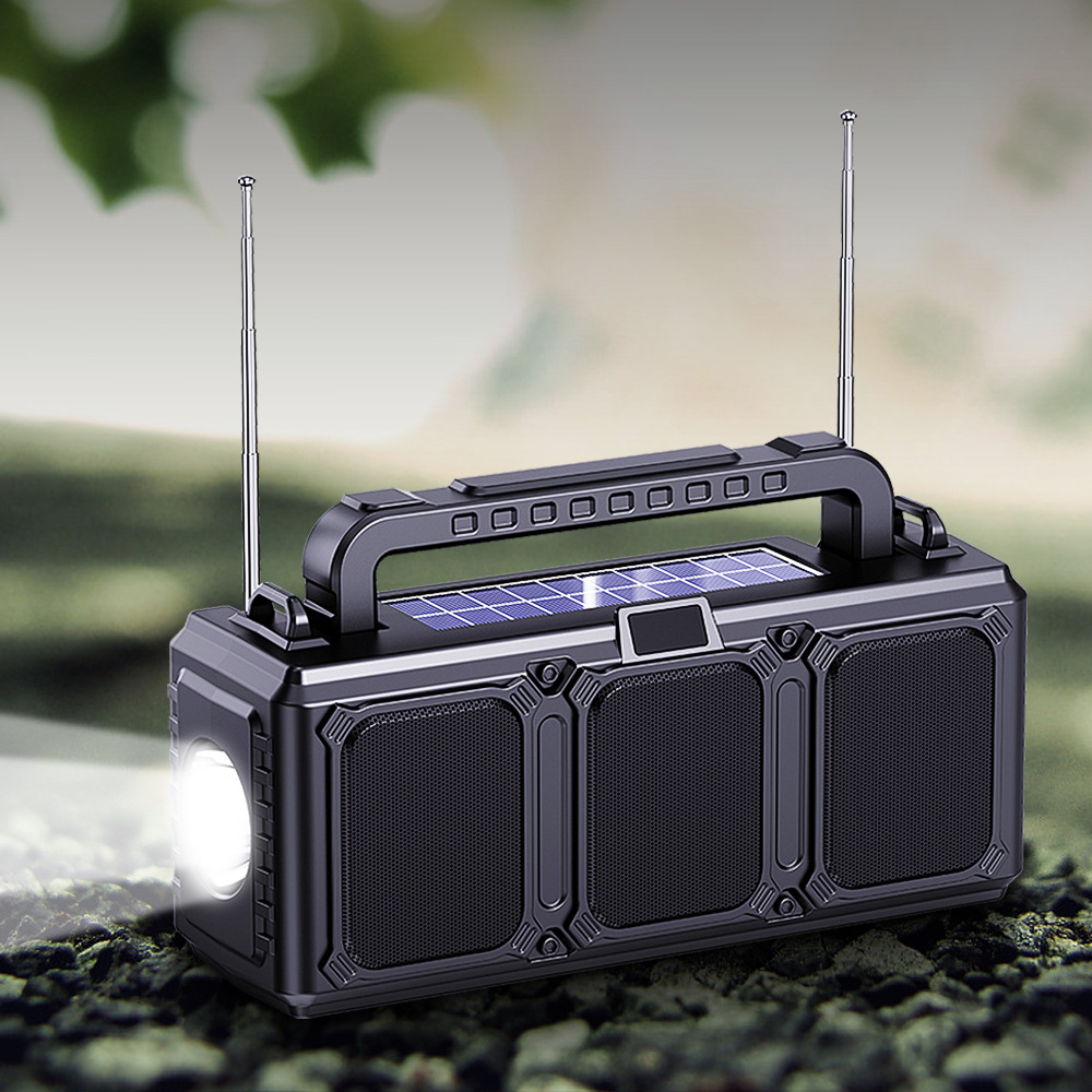 Flashlight Bluetooth Speaker Outdoor Dual Solar Radio Wireless Card Portable Small Speaker Square Dance