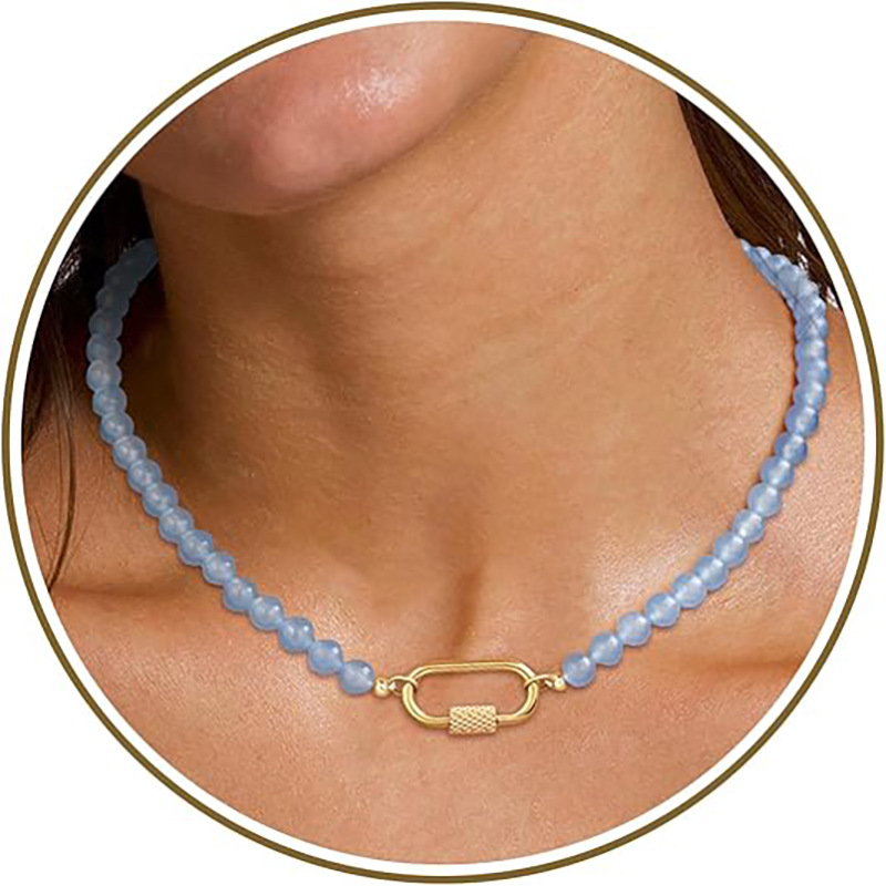 2026 Natural Stone Bead Necklace New Simple Collarbone Chain