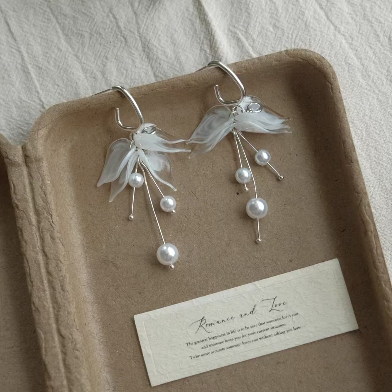 Earrings Transparent Petal Pearl Tassel Ear Accessories Stud Earrings
