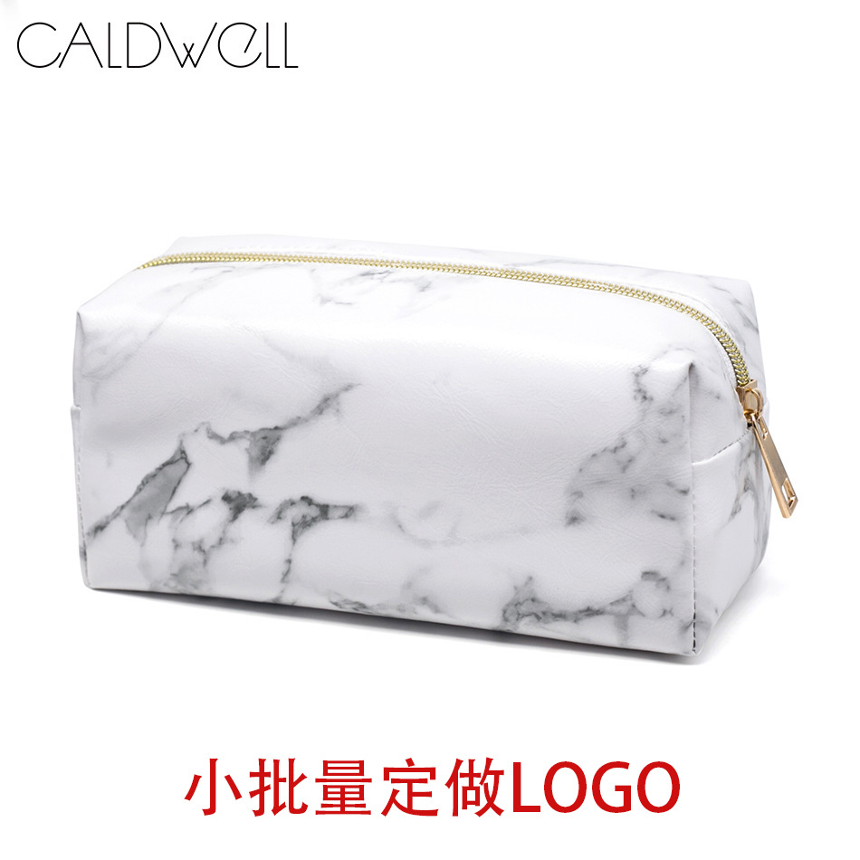 New Marble Pattern PU Cosmetic Bag Portable Handheld Bag Large Capacity Cosmetic Storage Bag