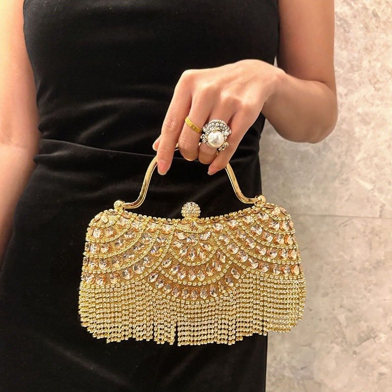 2026 New Rhinestone Evening Bag Tassel Handbag Banquet Bag Celebrity Evening Shoulder Bag