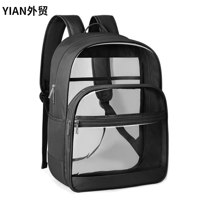 New Transparent Backpack Durable Transparent School Bag PVC Transparent Backpack with Reinforced Straps Large Capacity Clear Bag