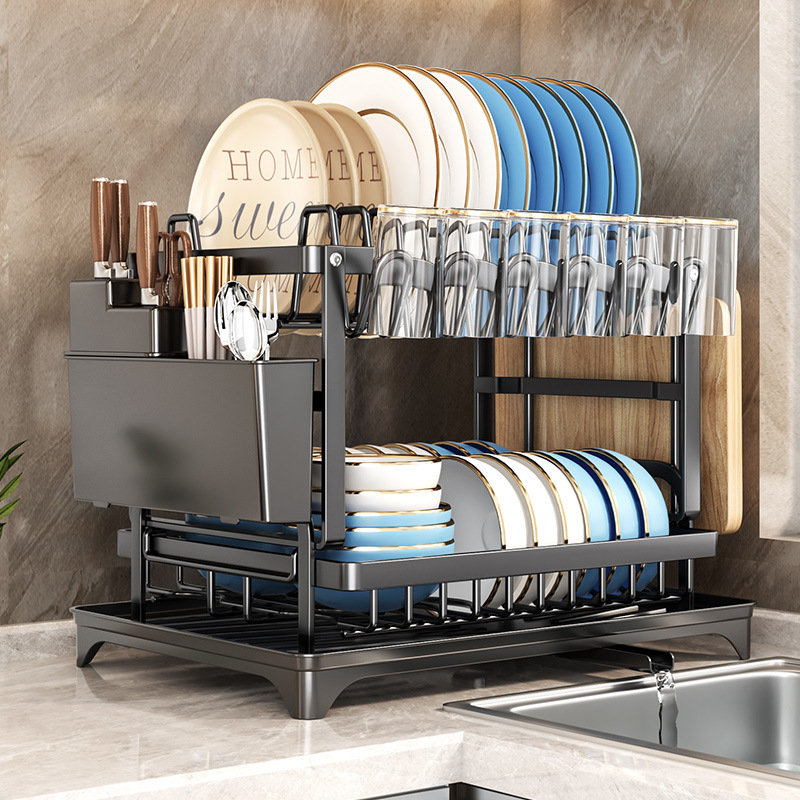 Kitchen Storage Rack Plate and Dish Drip Rack Household Multi-Functional Bowl Rack Chopstick Cutting Board Cup Storage Rack