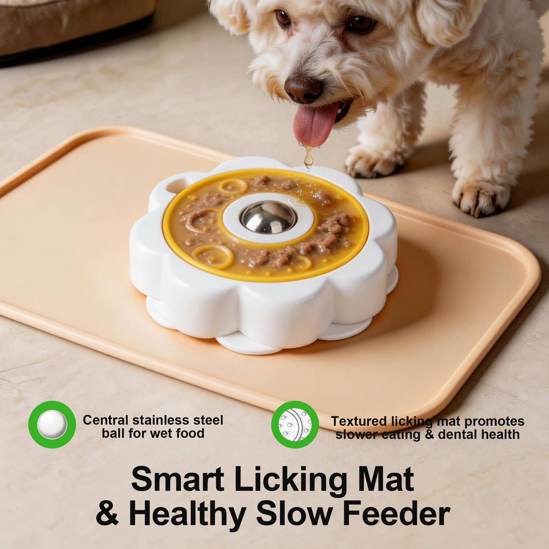 afp Rotating Detachable Stainless Steel Ball Pet Licking Pad Self-entertainment Relieve Boredom Anti-choking Slow Feeding Interactive Slow Feeder Toy