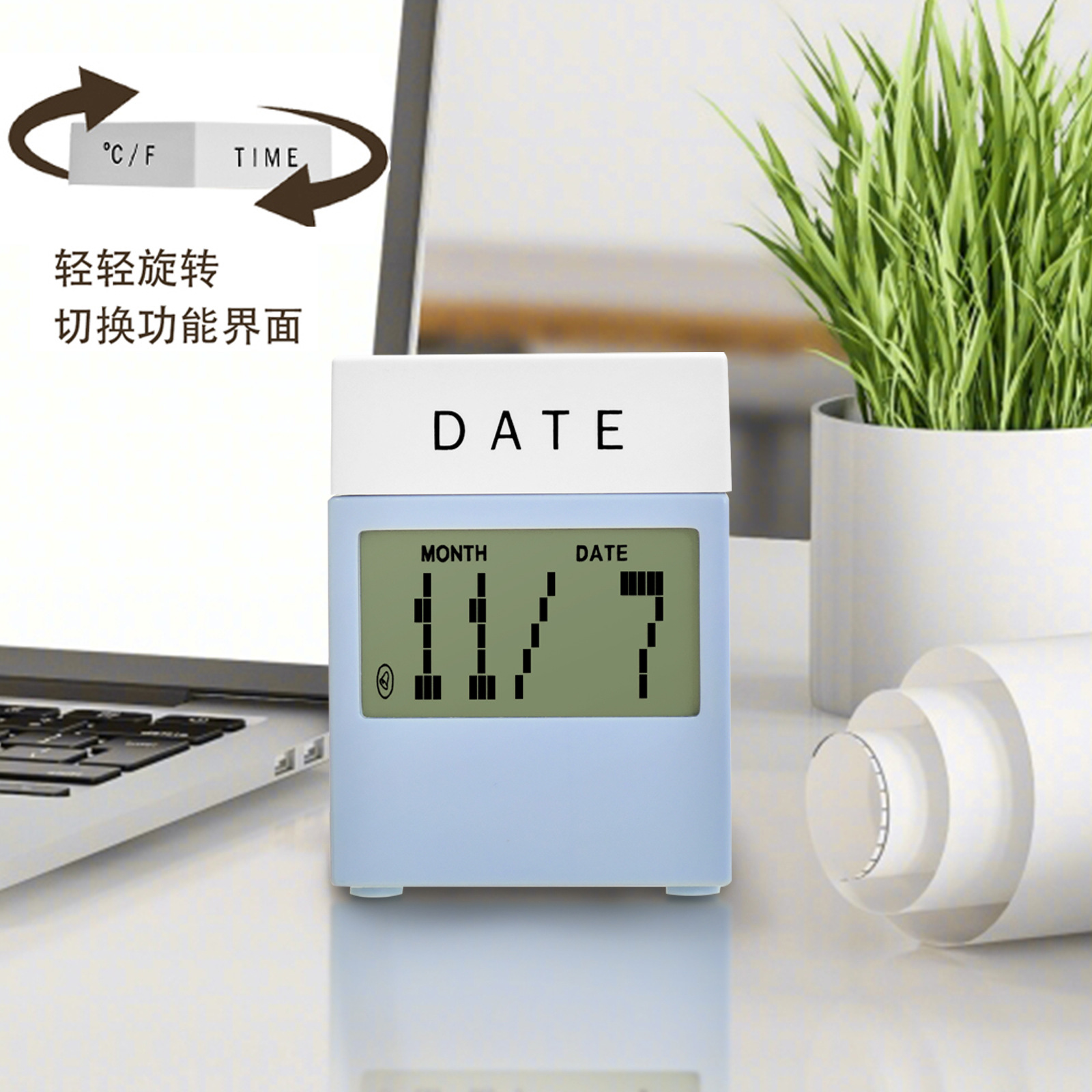 Custom Rotating Timer Electronic Display Digital Alarm Clock Simple Calendar Display Reminder Desk Clock