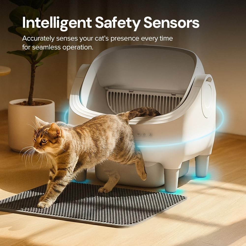 AFP Semi-open Intelligent Fully Automatic Cat Litter Box Automatic Cleaning Anti-litter Tracking Large Space Cat Toilet APP Control