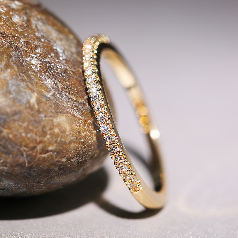 Cao Shi Bestseller Minimalist Women's Micro-Set Zircon Ring Index Finger Ring Gift