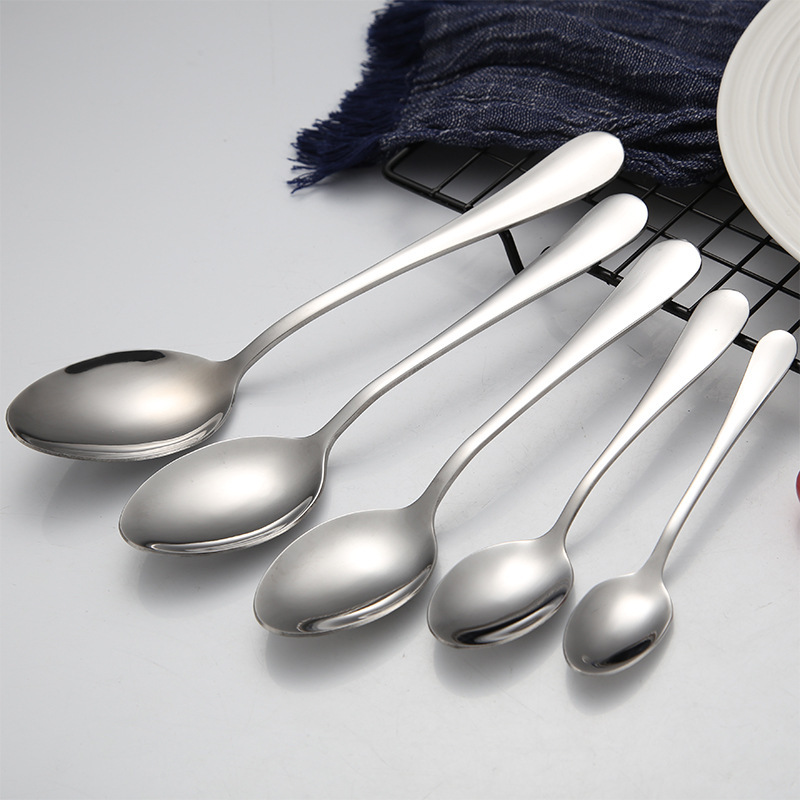 1010 stainless steel spoon household eating pointed spoon children tableware restaurant long handle coffee stirring spoon dessert spoon