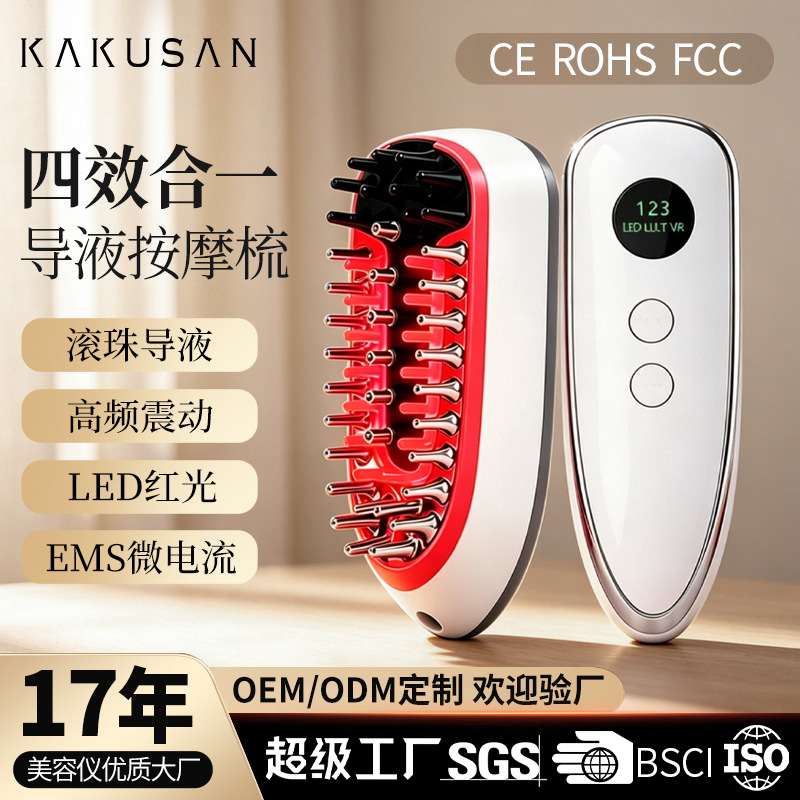 Scalp Applicator EMS Microcurrent Massage Hair Growth Comb Red Light Hair Care导液 Meridian Electric Massage Comb