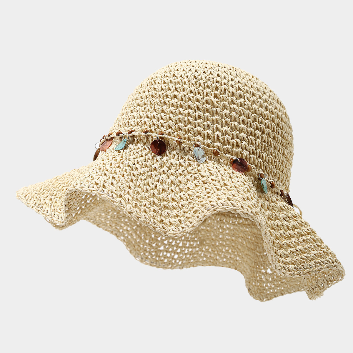 Crochet Straw Hat, Summer Hollow Sun Hat, Breathable and Non-Stuffy, Vacation Style Wide Brim Woven Straw Hat for Women, Beach Hat