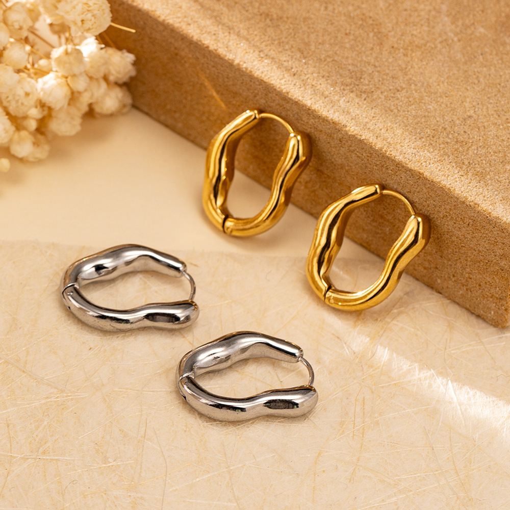 Stainless steel earrings simple irregular elegant commuting style for women ear clips