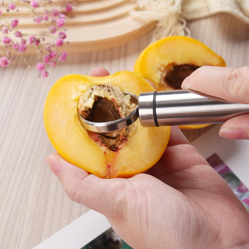 New stainless steel fruit corer household yellow peach corer kitchen gadget