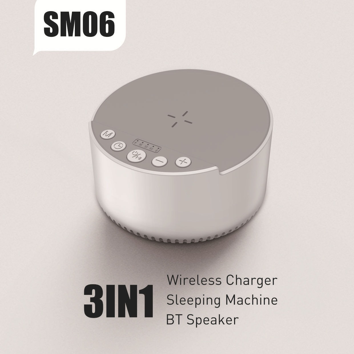 New Smart White Noise 15W Wireless Charging Bluetooth Speaker with White Noise Sleep Aid Multifunctional Speaker