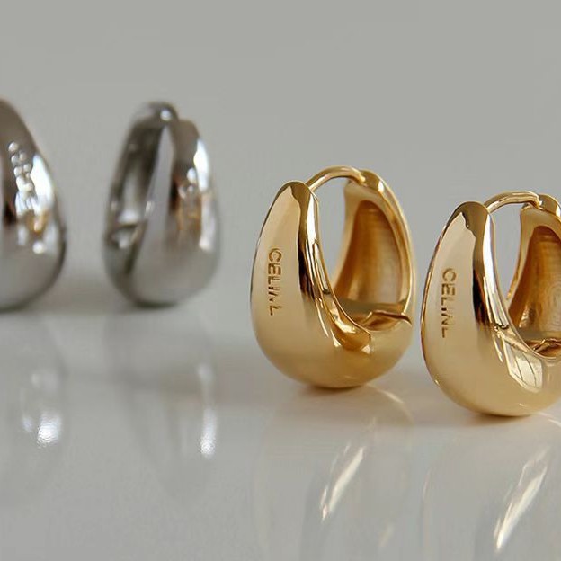 Celi earrings for women, gold circle copper plated 18k real gold circle ear clips, plain circle earrings