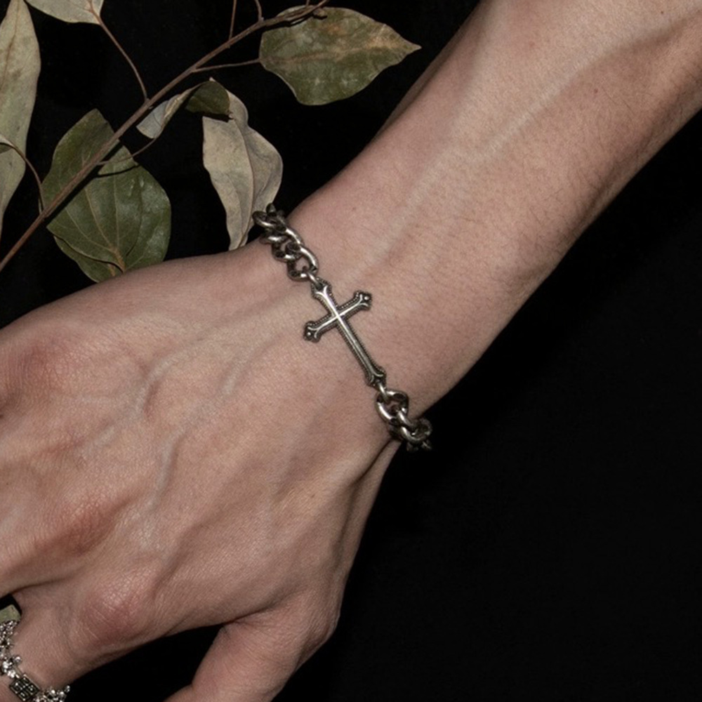 Hip-hop Element Bracelet Men's Cross Cuban Bracelet Vintage Metal Bracelet Men