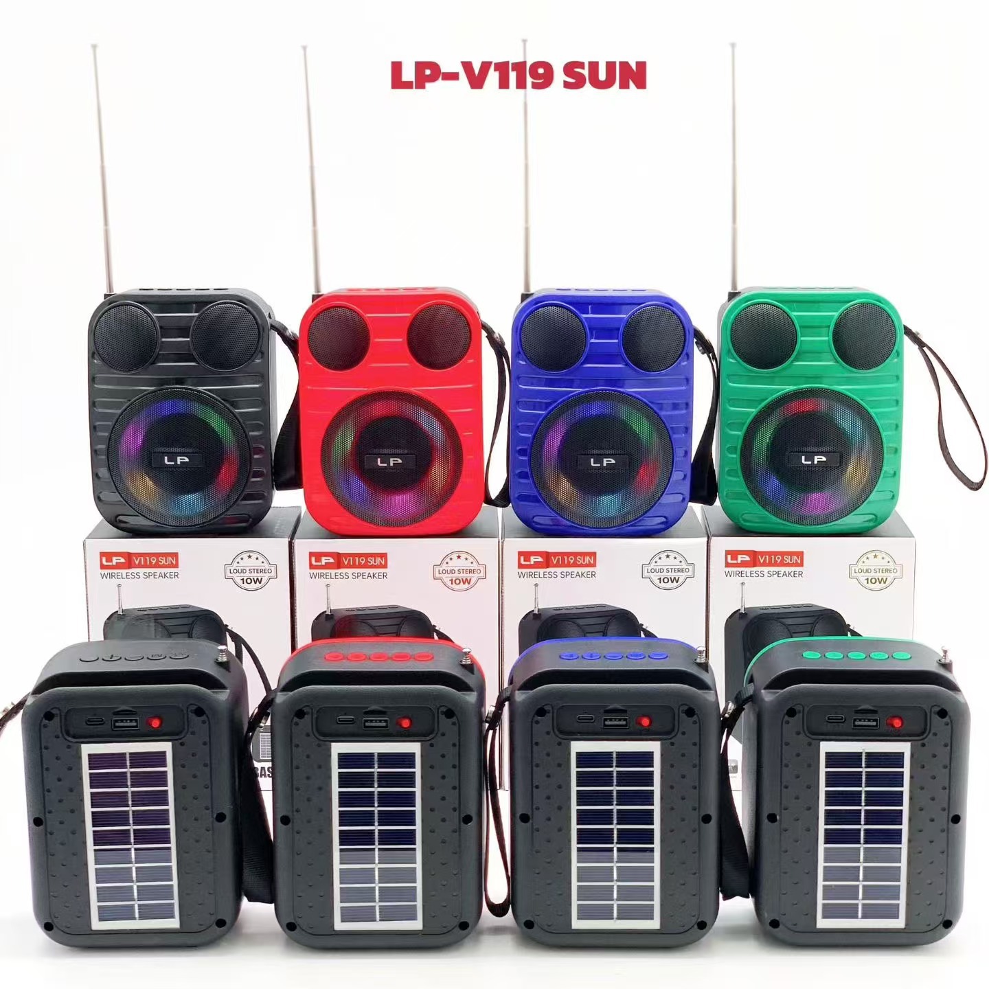 Solar LP-V119 SUN Wireless Bluetooth Speaker Outdoor Portable Mini Handle RGB Light Subwoofer
