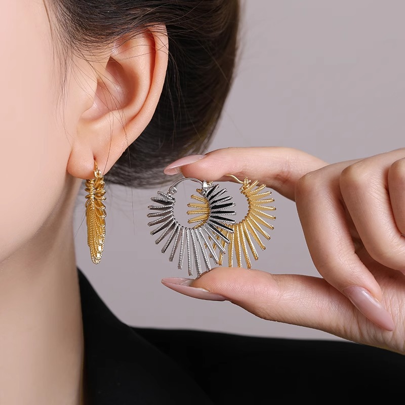 Line Heart Ear Cuff Real Gold Electroplated Exaggerated Sunflower Earrings
