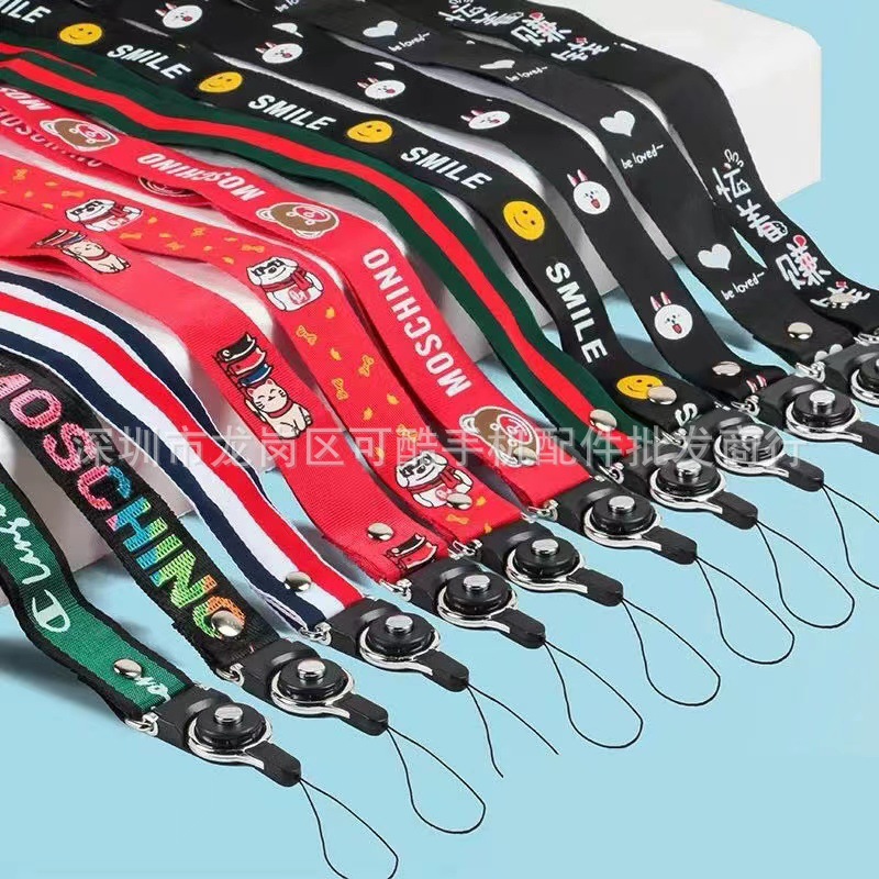 Phone Lanyard Neck Strap Long Short Phone Rope Men Women Wide Strap Cartoon Card Case Lanyard