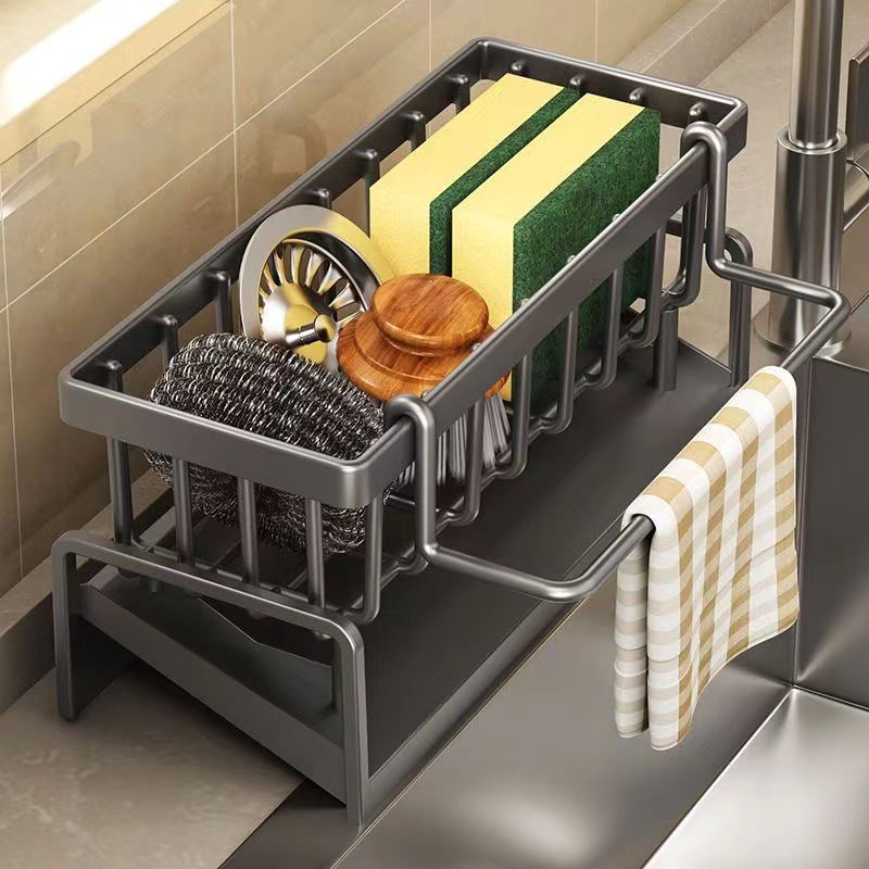 Sponge Drain Rack Kitchen Sink Edge Shelf No-drill Cloth Rack Storage Rack Dishwashing Cloth Storage