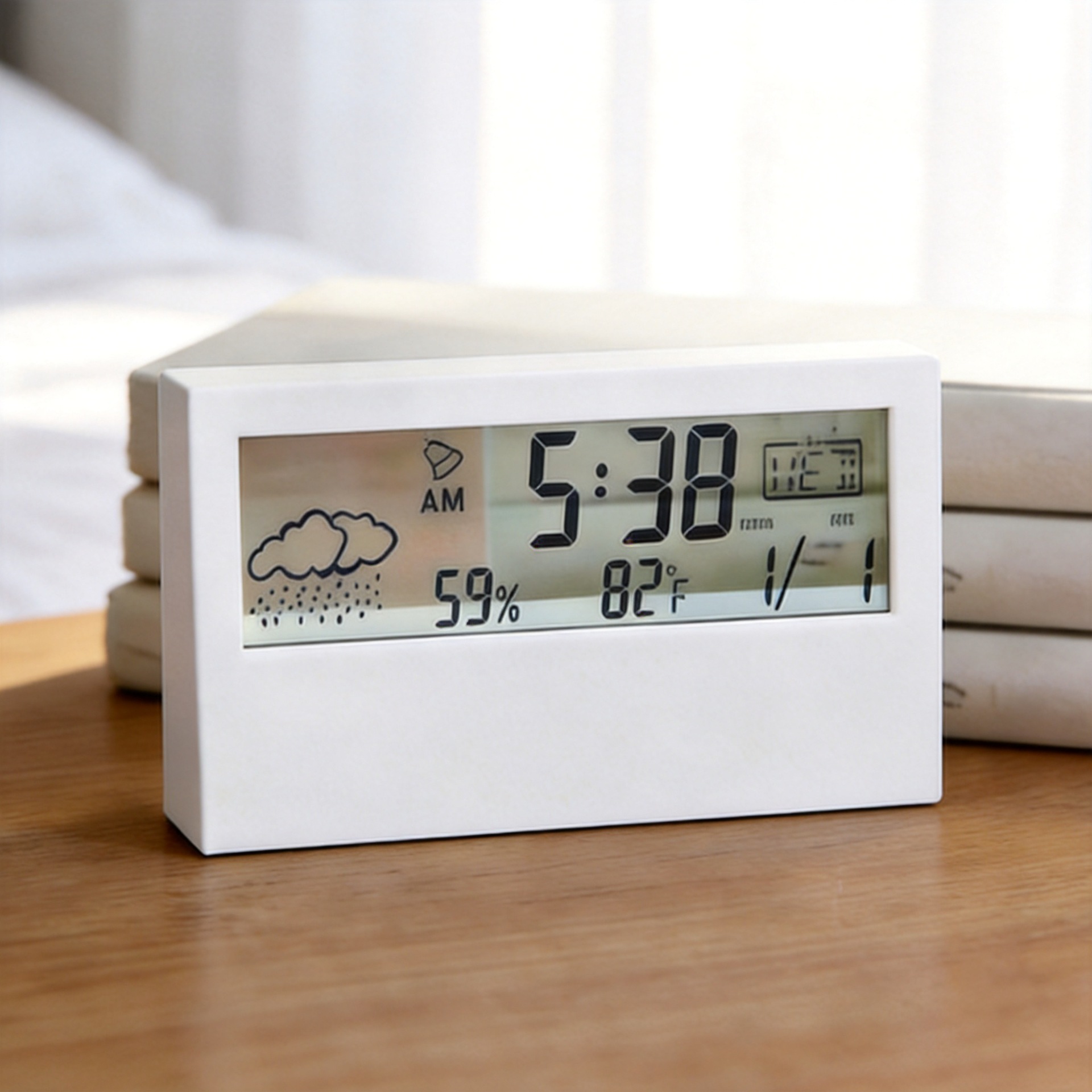 Custom processing transparent luminous electronic clock simple multifunctional clock weather temperature humidity digital display children small alarm clock