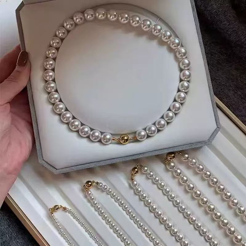 Magnetic clasp pearl necklace for women niche collarbone chain simple neck chain