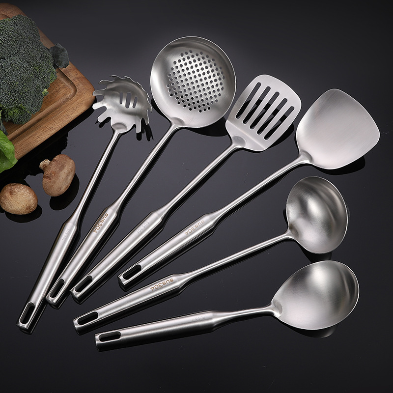 304 stainless steel kitchenware, thickened kitchen tools, household spatula, slotted spoon, soup spoon, frying spatula, noodle scoop, cooking utensils