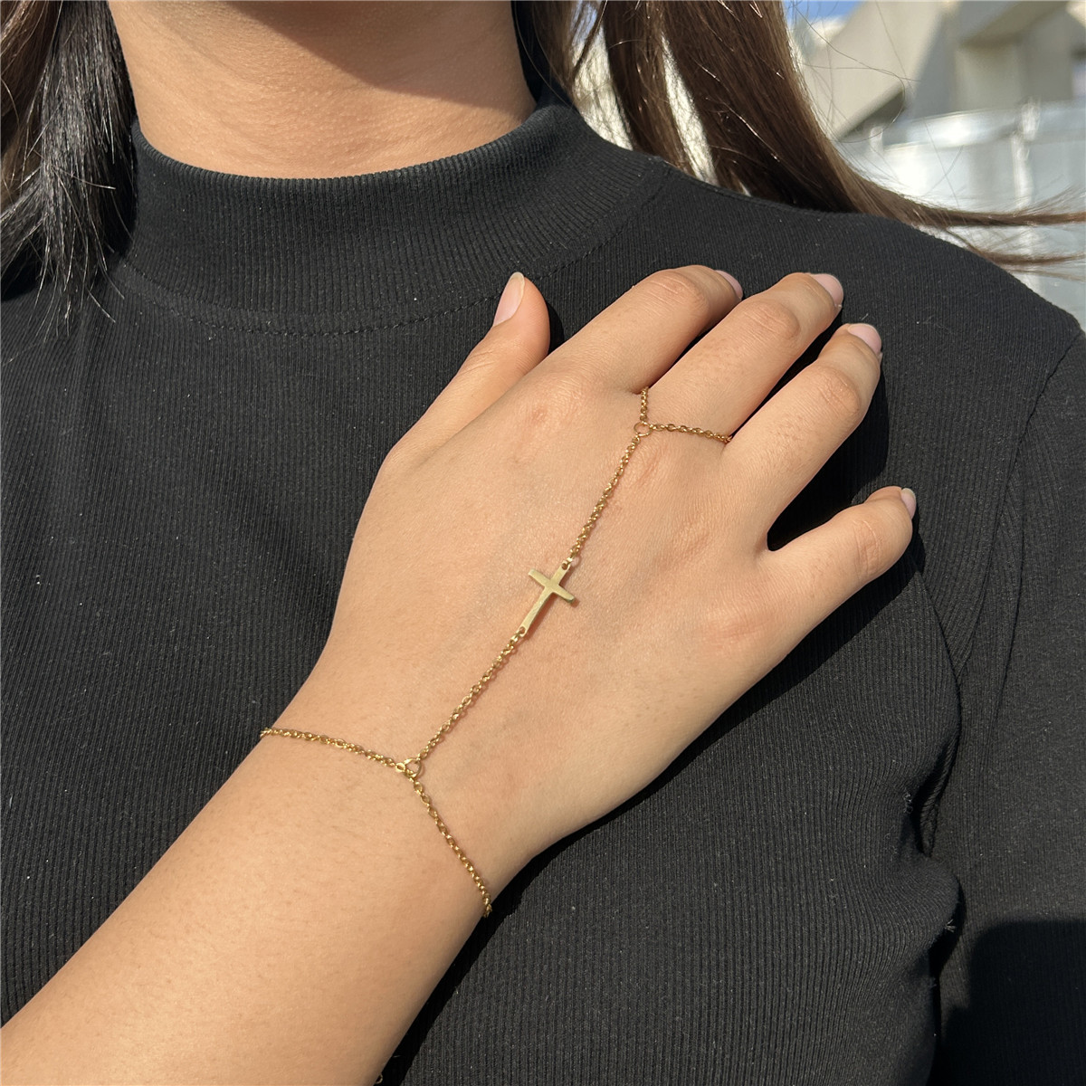 Elegant style stainless steel bracelet with cross pendant, charming exquisite ring bracelet, treasure accessory