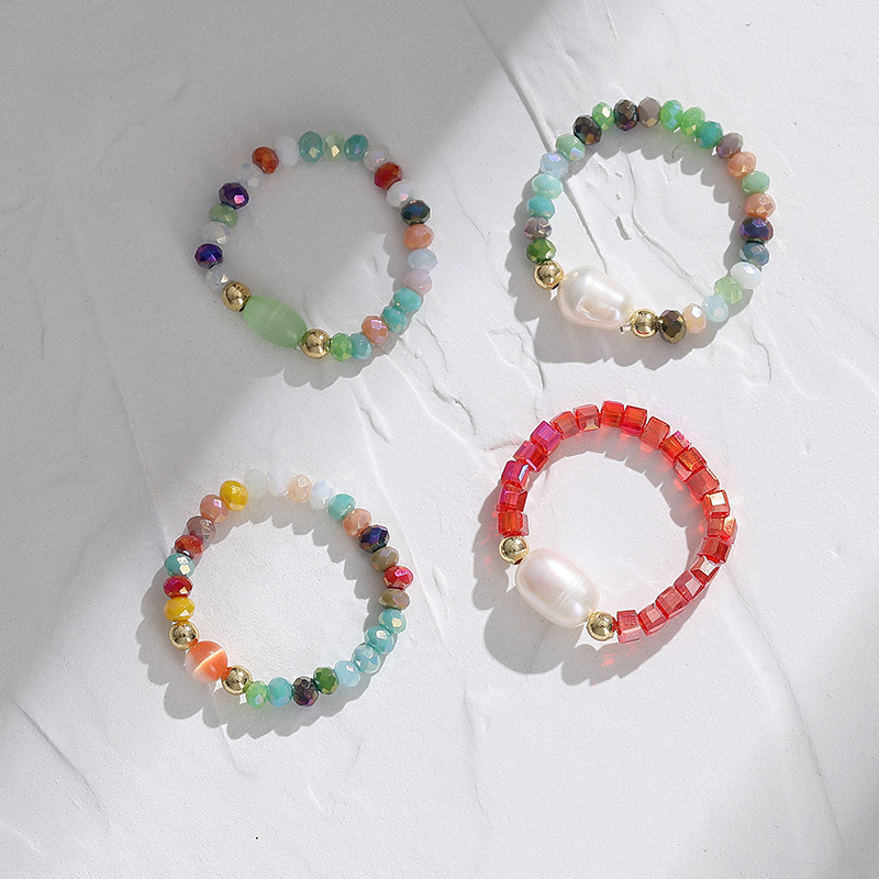 Pearl Ring, Colorful Cat's Eye Bead Stretch Ring, Instagram-Style, Unique and Girly Ring