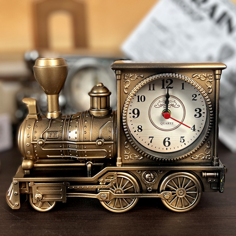 Home Wake-Up Alarm Student Gift School Season Gift Antique Train Head Alarm Clock