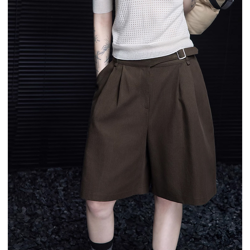 Coffee Color Casual Bermuda Shorts Women's 2025 Spring New Niche Simple