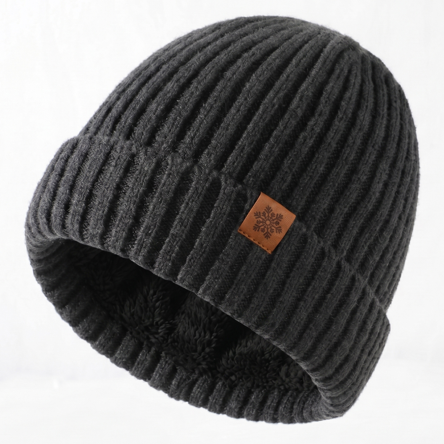 Knitted Hat Autumn Winter Men's Double-Layer Fleece-Lined Thick Wool Hat Warm Outdoor Cold-Proof Beanie