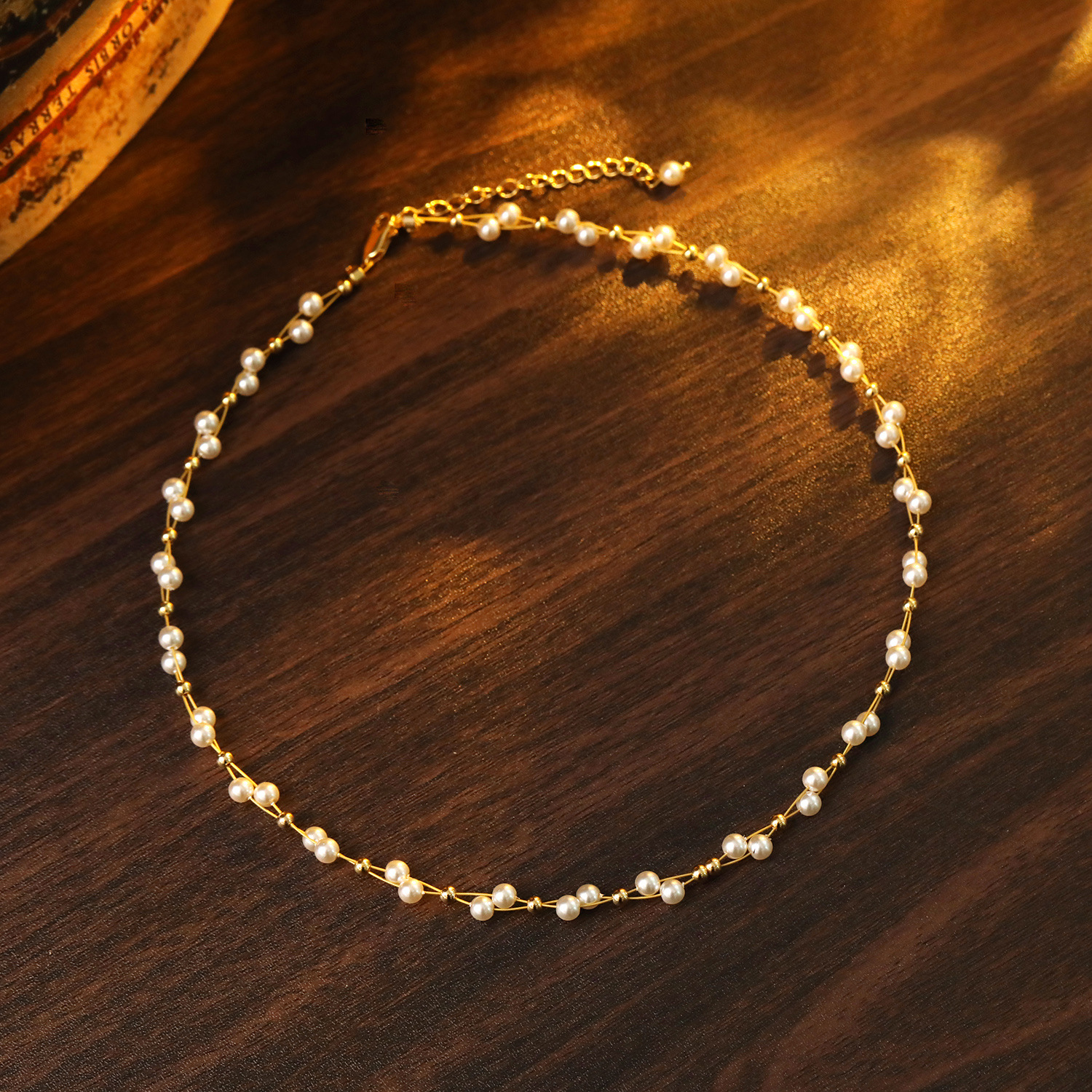 Double Layer Sweet Starburst Pearl Necklace Simple Women Collarbone Chain Spring Summer Travel Necklace