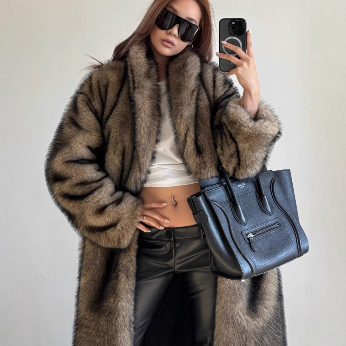 New faux fur artificial fur jacket lengthened shawl collar fox fur fluffy eco-friendly fur