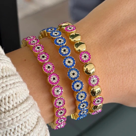 New Evil Eye Colorful Diamond Unique Colorful Diamond Inlay Bracelet Accessories