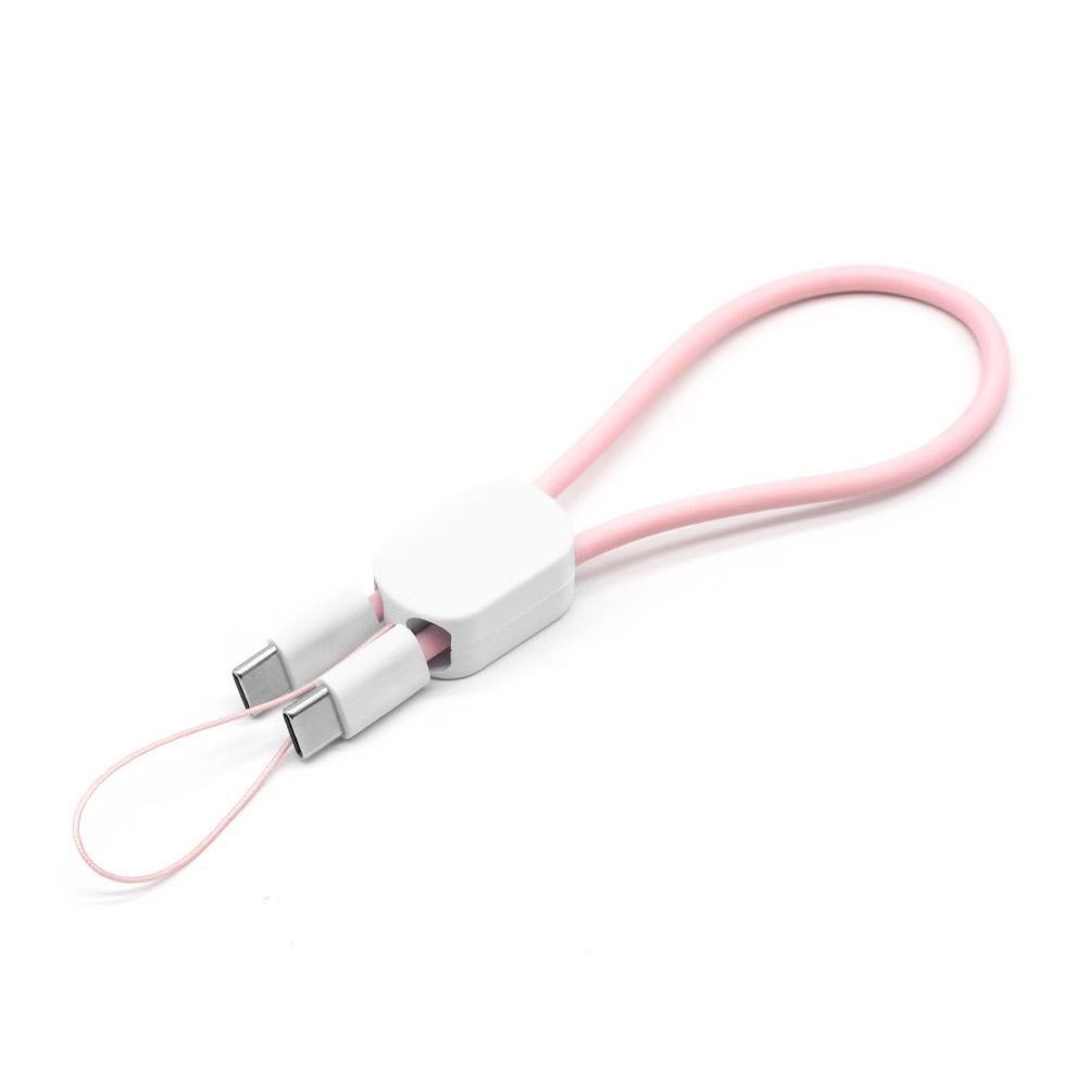 Phone lanyard data cable dual Type-C 60W fast charging silicone PD20W for Apple Huawei hand strap cable