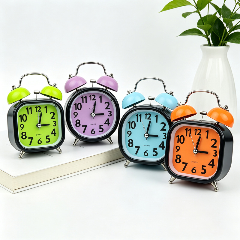 3-Inch Metal Bell Alarm Clock Silent with Night Light Children Student Gift Alarm Clock