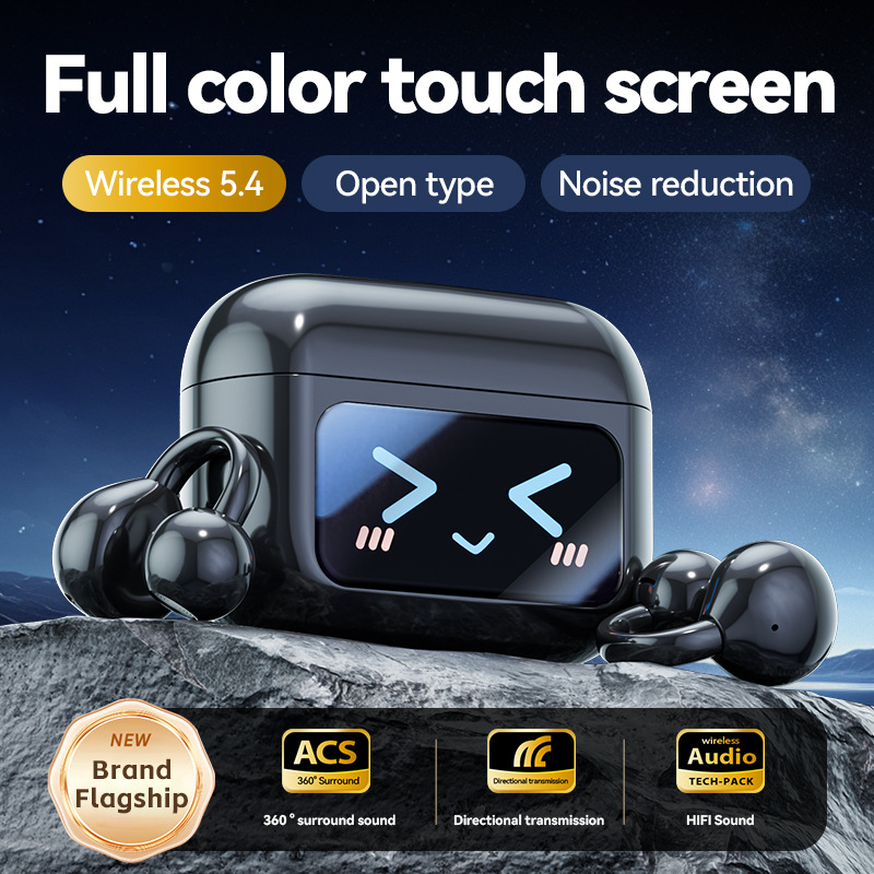 M100 New Color Screen Translation Bluetooth Earphones Ultra-Long Battery Life Ear Clip Wireless Bluetooth Earphones with Screen 5.4