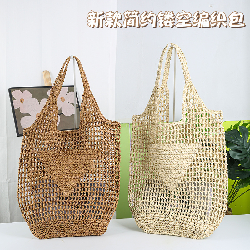 New Large Capacity Hollow Out Woven New Woven Bag Large Capacity Straw Bag Fresh Handheld Beach Bag