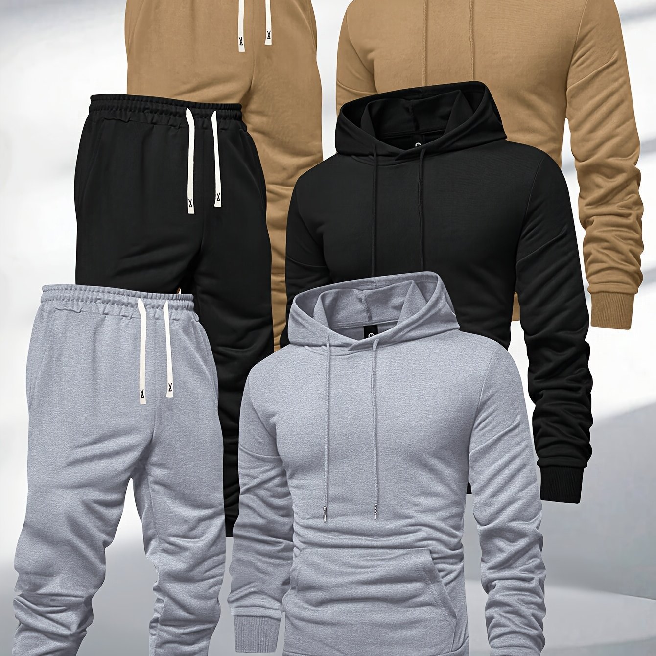 Men's Hooded Spring Autumn Plain Hoodie Sweatpants Casual Sports Men's Fall Suit