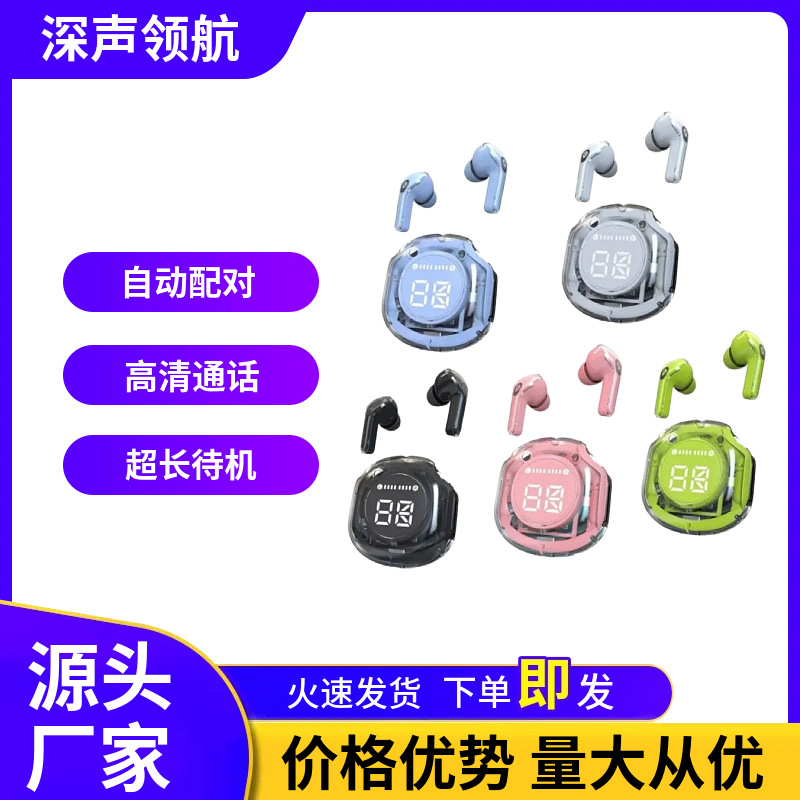 Air31 bluetooth earphones transparent digital display TWS wireless sports bluetooth earphones in-ear dual stereo