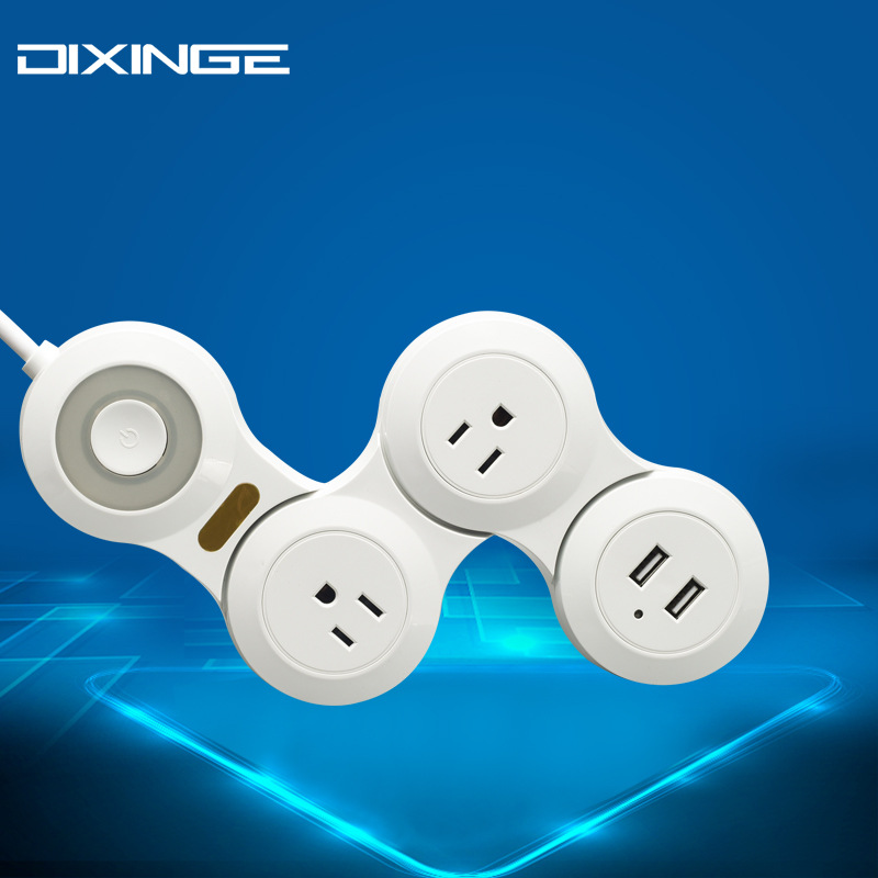 US standard 3-4 position USB charging power strip with rotating extension cord 15A US-style convertible socket
