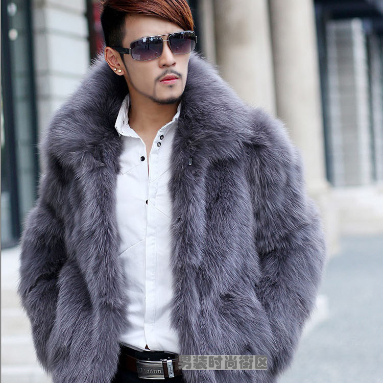 Men's fur jacket new imitation fox fur men's fur coat sales handsome business