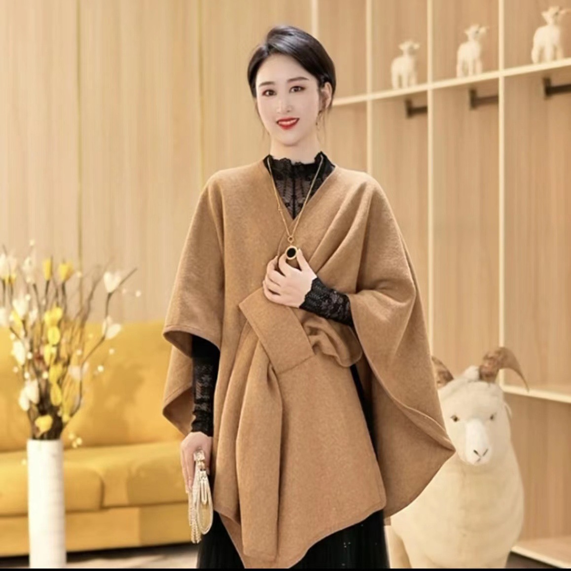 Live Autumn Winter Loose Scarf Shawl Outer Wear Cape Cape Shawl Women 0961#