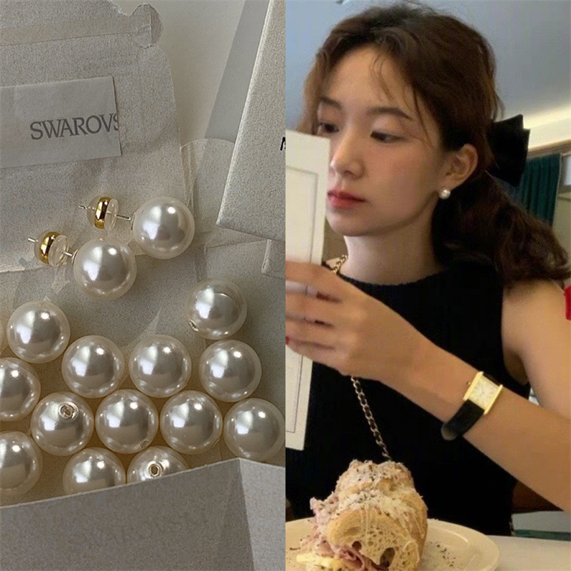 Yuanyou fever Shijia strong light single round perfect simple pearl earring earrings women